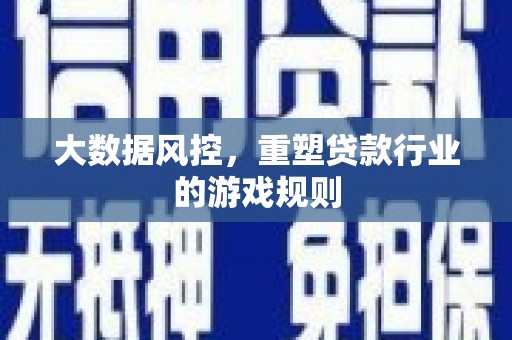 昌邑大数据风控，重塑贷款行业的游戏规则