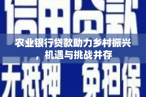 昌邑农业银行贷款助力乡村振兴，机遇与挑战并存
